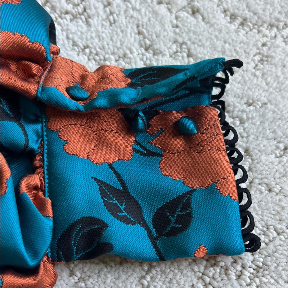 Floral Long Sleeve Dress - Teal and Orange - Picture 6 of 7